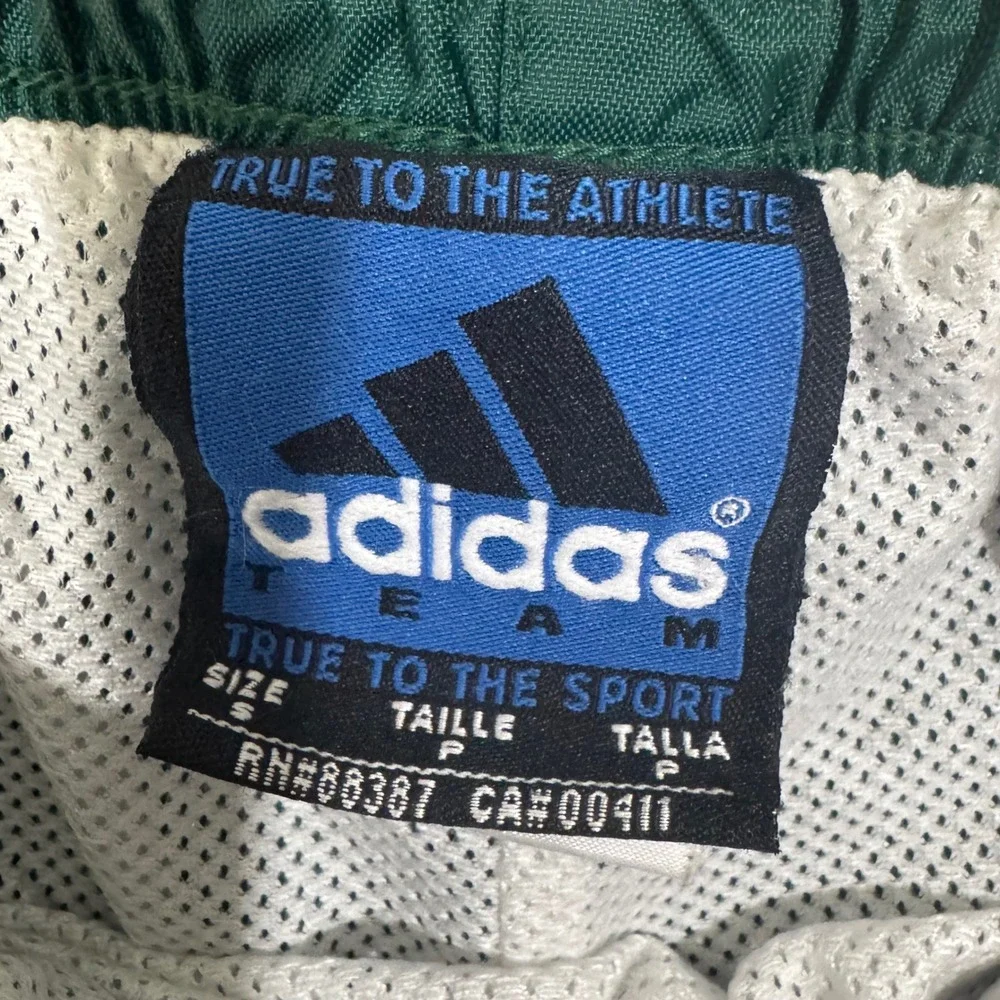 Adidas Track Pants Mens S Green Vintage Elastic Waist Tapered Leg Striped Trim